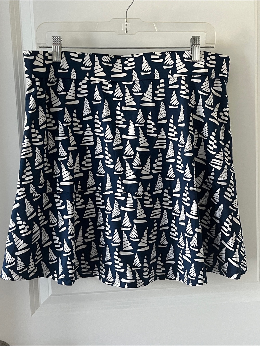 La mer Luxe Navy abstract Sailboat Print Skater Skort NWT SZ XL